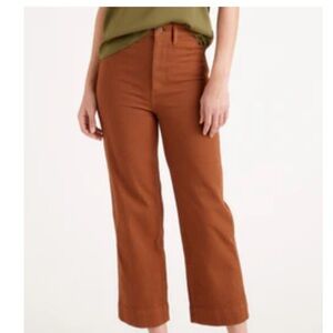 Quince Organic Stretch Cotton Twill Wide-Leg Crop Pants in Rust